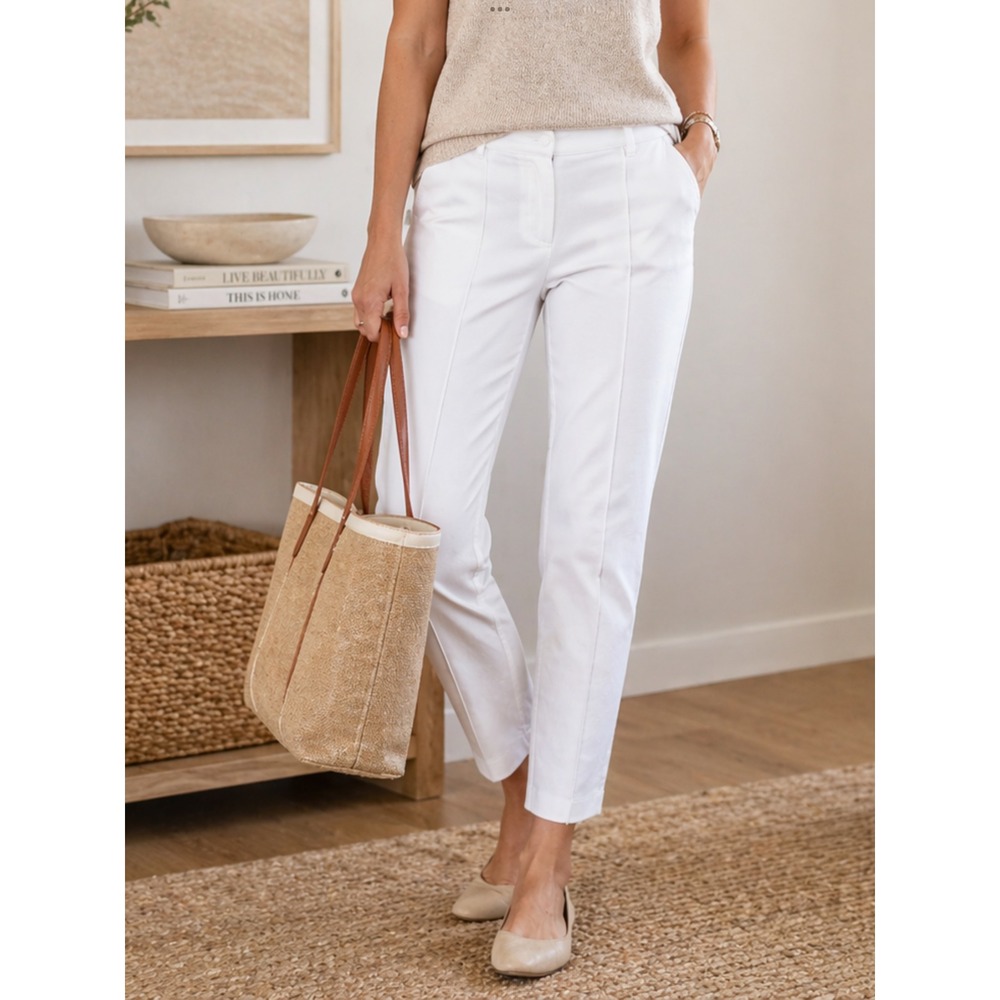 Chicos So Slimming White Ankle Pants Womens Size 2 Stretch Trousers Large